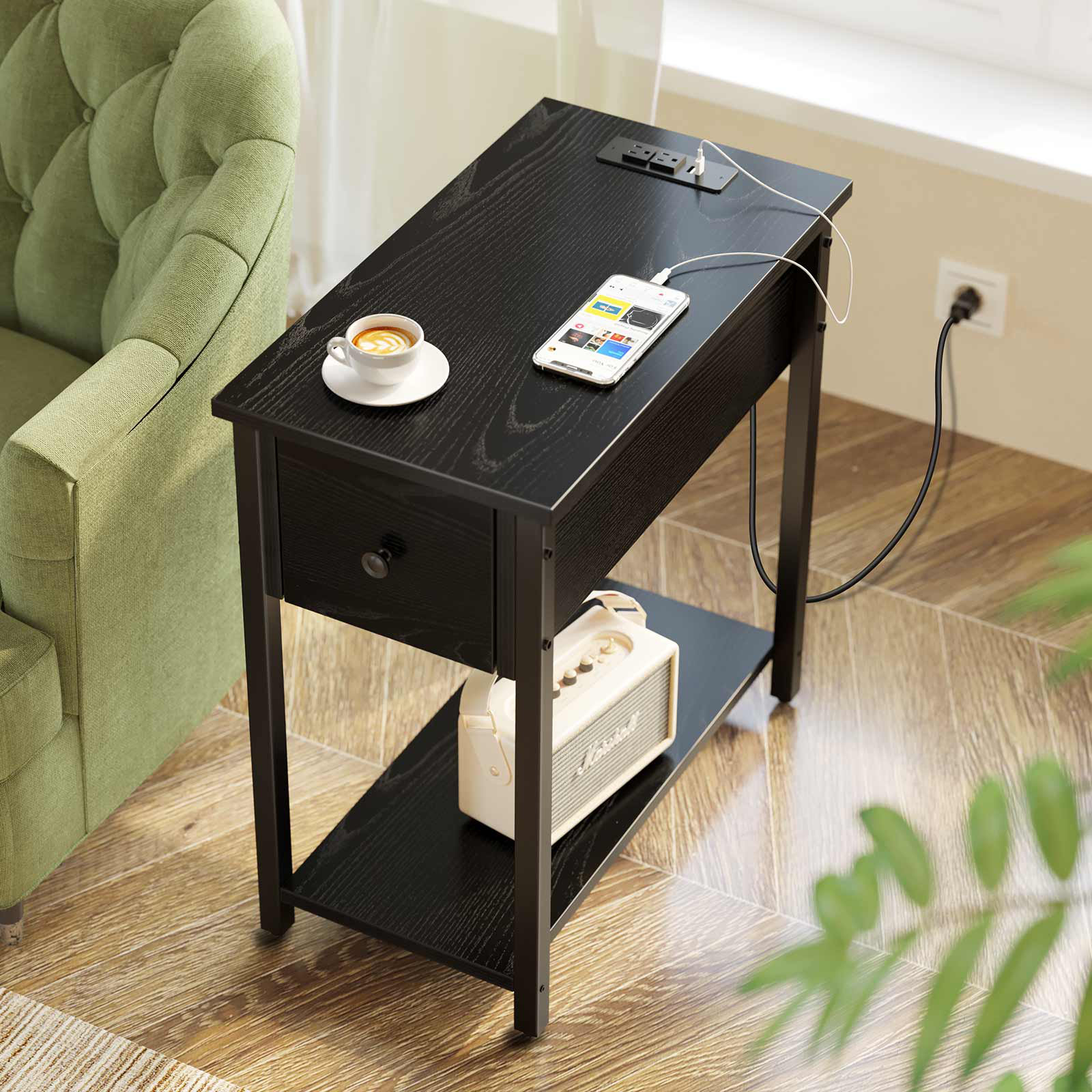 17 Stories Deangelia 23.62'' Tall End Table with Storage and BuiltIn