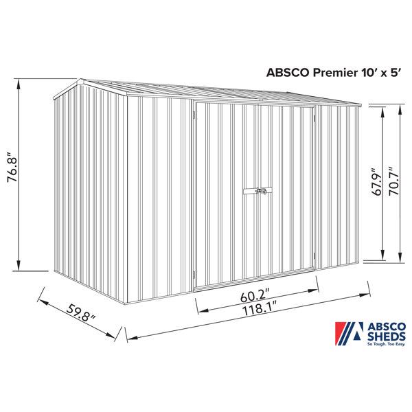 Absco Premier Metal 10 Ft W X 5 Ft D Metal Storage Shed Reviews Wayfair