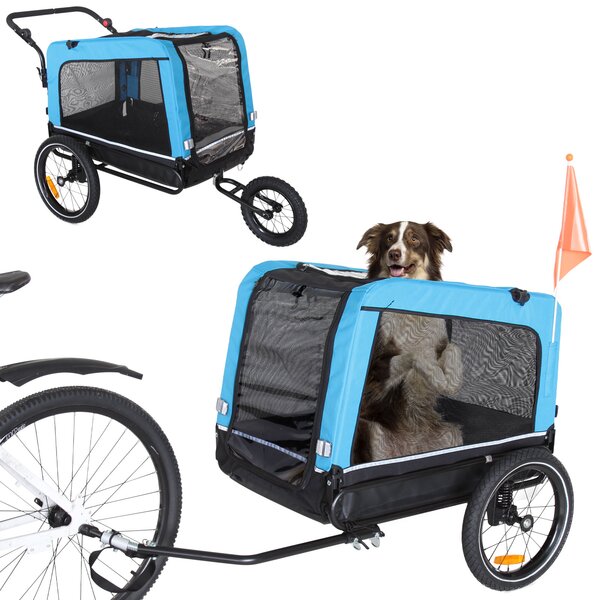 Steel Frame Kids' 2-in-1 Bicycle Trailer & Stroller Green & Grey Oxford fabric