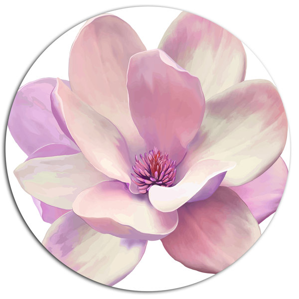 Designart Cute Light Pink Magnolia Flower Oil Painting Print On