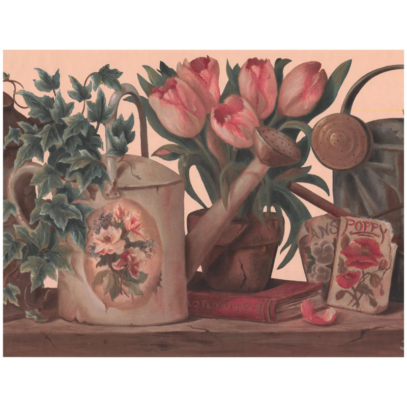 York Wallcoverings Watering Can Tulips In Pot 15 L X 10 5 W Wallpaper Border Wayfair See more ideas about wallpaper border, wallpaper, floral wallpaper border. wayfair