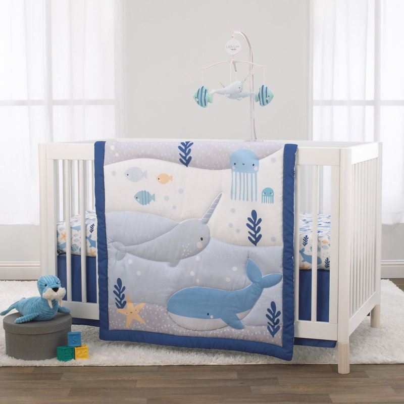 blue fitted crib sheet