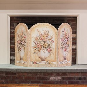 Yellow and White Vase 3 Panel Fireplace Screen