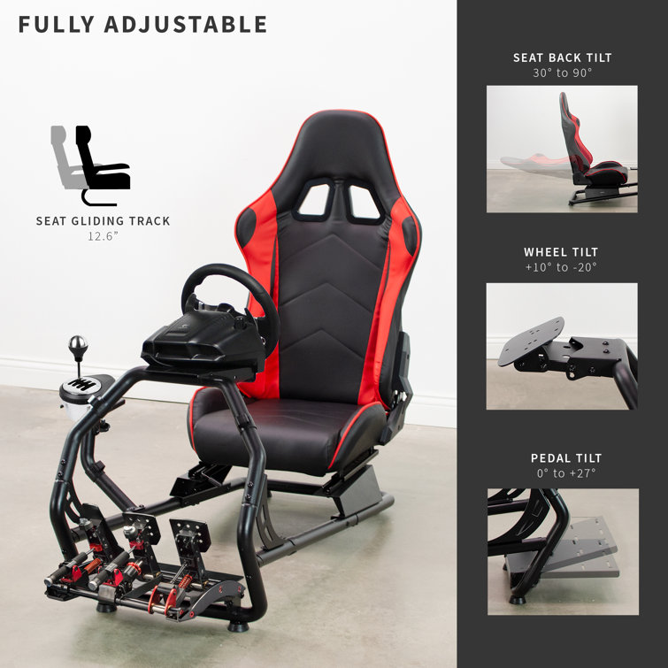 Vivo Racing Simulator Cockpit with Wheel Stand and Reclining Seat, Gear Mount