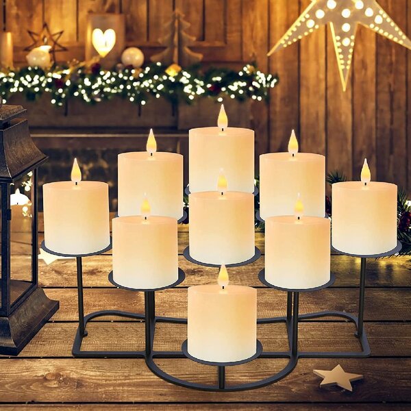 smtyle Silver Candle Holders Set of 3 Candelabra with Iron-3.5 Diameter Ideal for Pillar LED Candles
