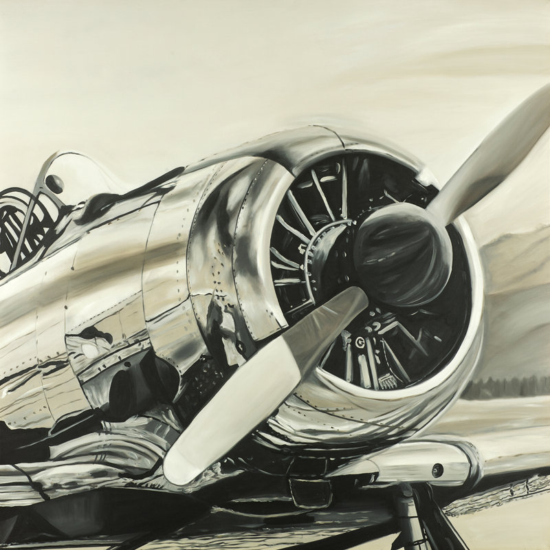 Williston Forge Vintage Aircraft Oil Painting Print On Wrapped