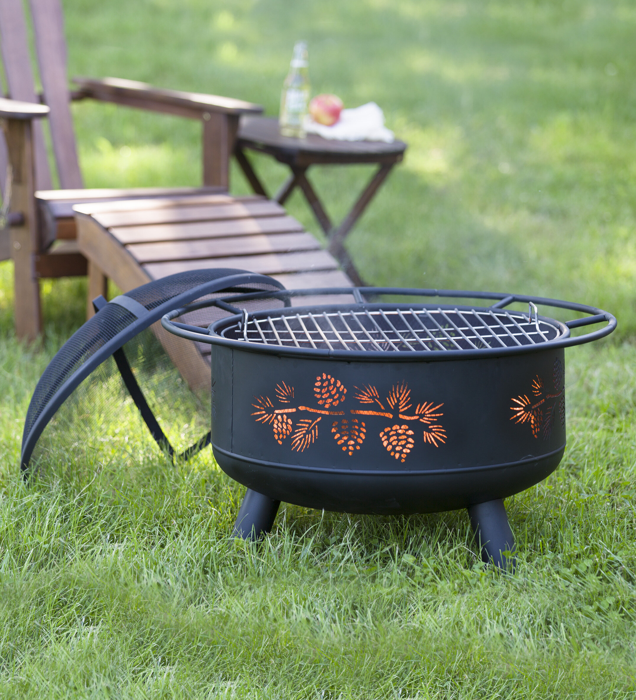 Plow Hearth Pine Cone Steel Wood Burning Fire Pit Wayfair