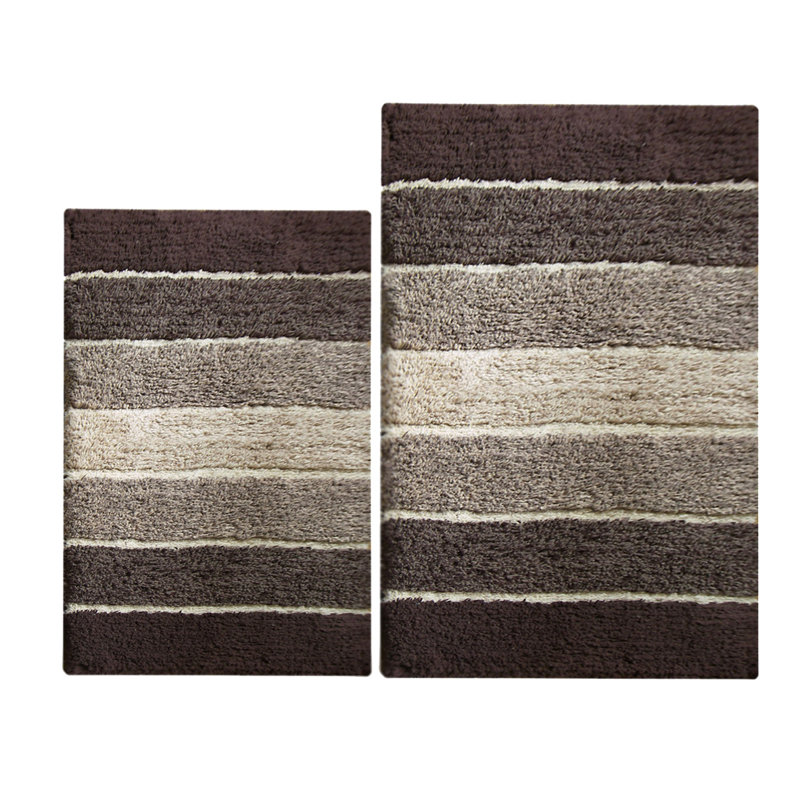 Red Barrel Studio Crevantes Rectangular 100 Cotton Non Slip Striped 2 Piece Bath Rug Set Reviews Wayfair