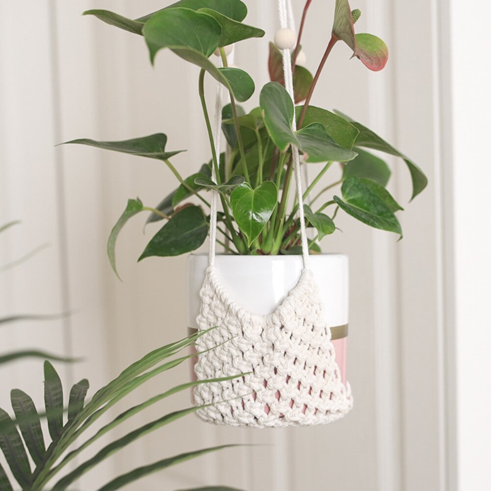 Jute Rope Braided Craft Hand-Made Vertical Hanging Flower Pots 43 13.8 inch/one Macrame Plant Holder Plant Hanger YSBER Macrame Wall Hanging Woven Tapestry Boho Home Decor/Hanging Planter