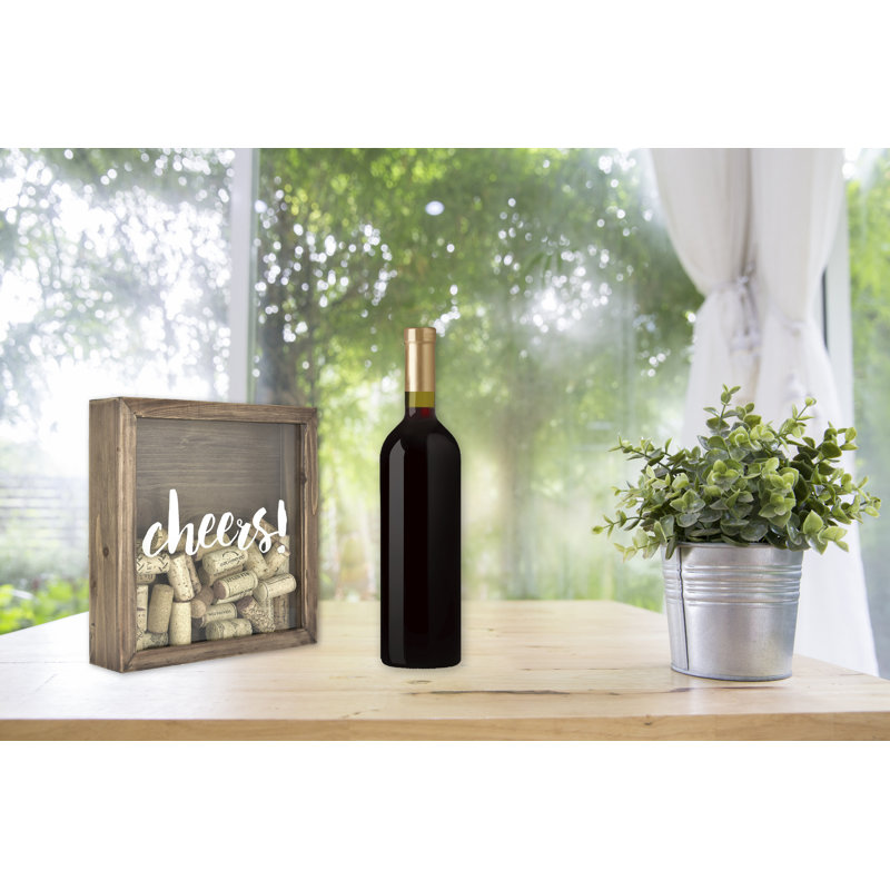 Winston Porter Cheers Wine Cork Holder Shadowbox Wall Decor