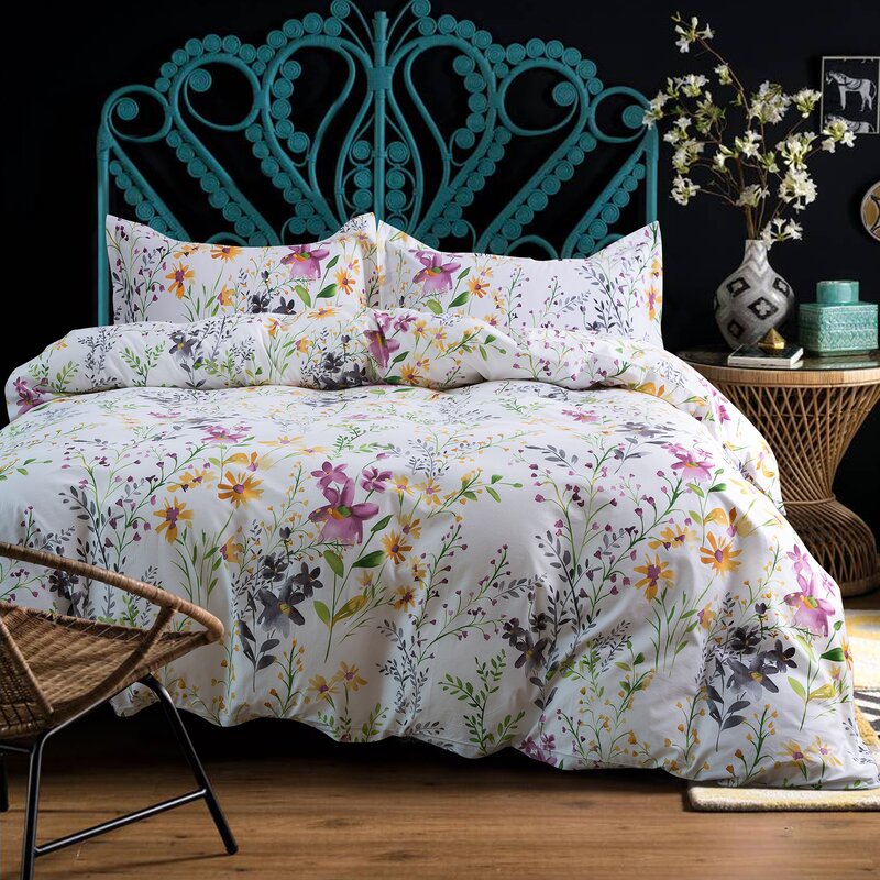 Grovelane Teen Alysa Watercolor Windflower Painted Duvet Cover Set