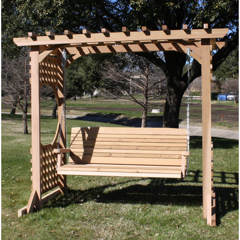 August Grove Donath Cedar Arbor Porch Swing With Stand Reviews