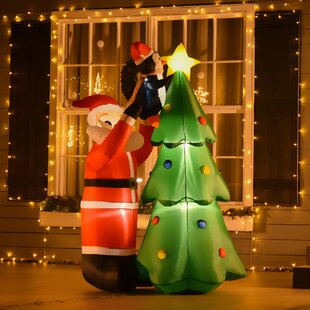 6.75 Inch Tall Rudolph with Santa Night Light Christmas Tree Plug-In 