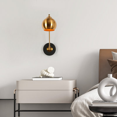 1-Light Dimmable Black/Antique Gold Sconce