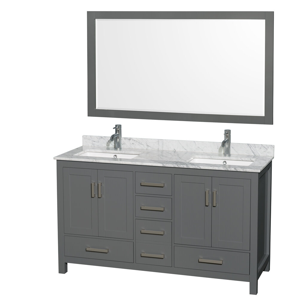 Wyndham Collection Sheffield 60 Double Bathroom Vanity Set With Mirror Reviews Wayfair