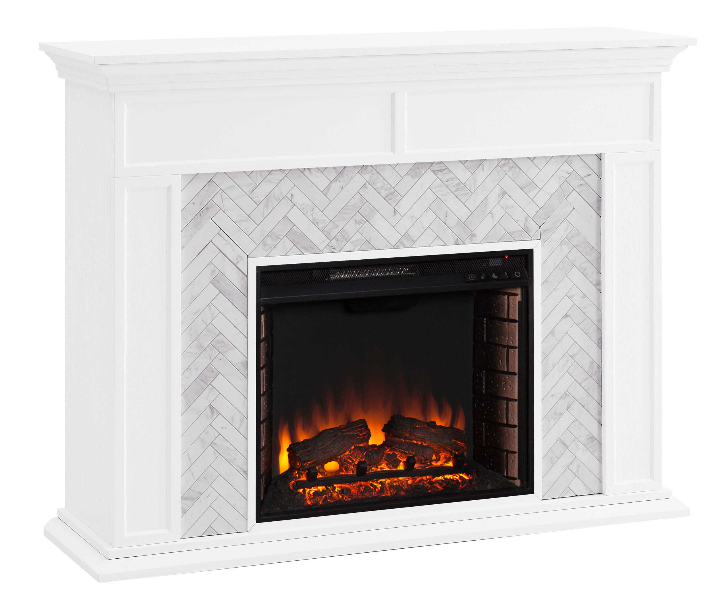 Charlton Home Torlington Marble Tiled Electric Fireplace Reviews