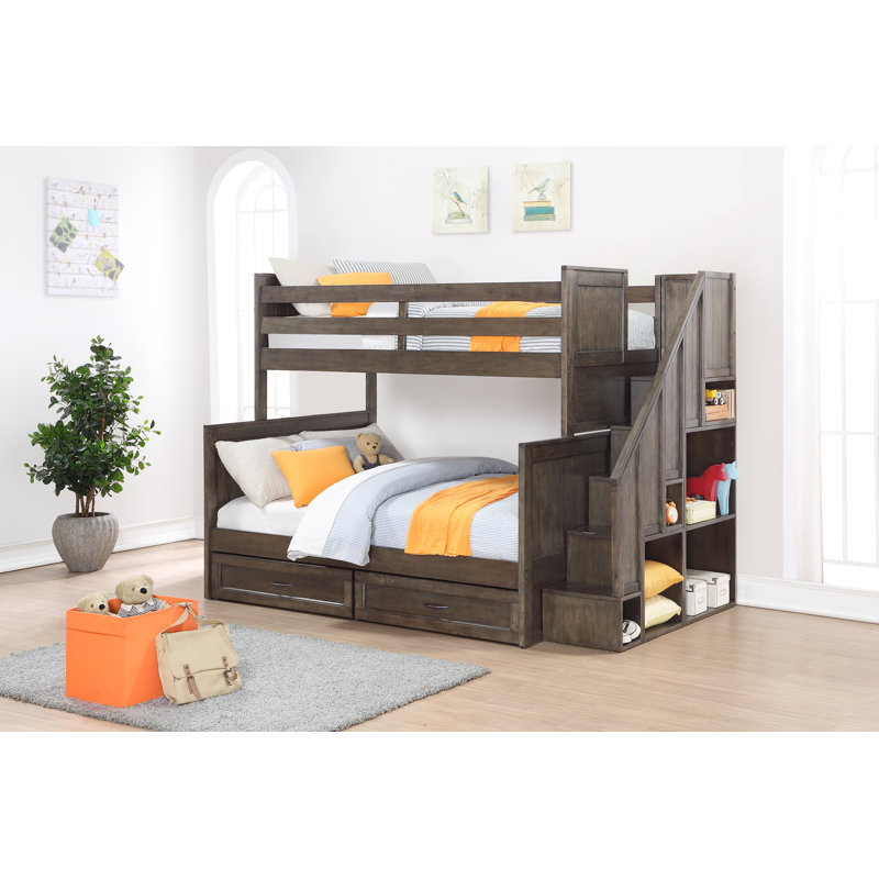 Harriet Bee Lawanda Twin Over Full Bunk Bed With Bookcase And Drawers Reviews Wayfair