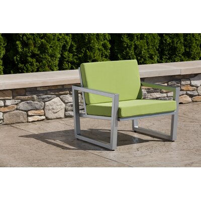 Waubun Patio Chair With Sunbrella Cushions Brayden Studio Color Gloss Silver Fabric Ginko