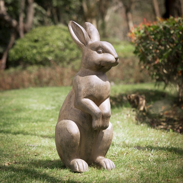 Lifelike Garden Rabbit Statue Figure Lying Bunny Desk Garden Ornament Brown 