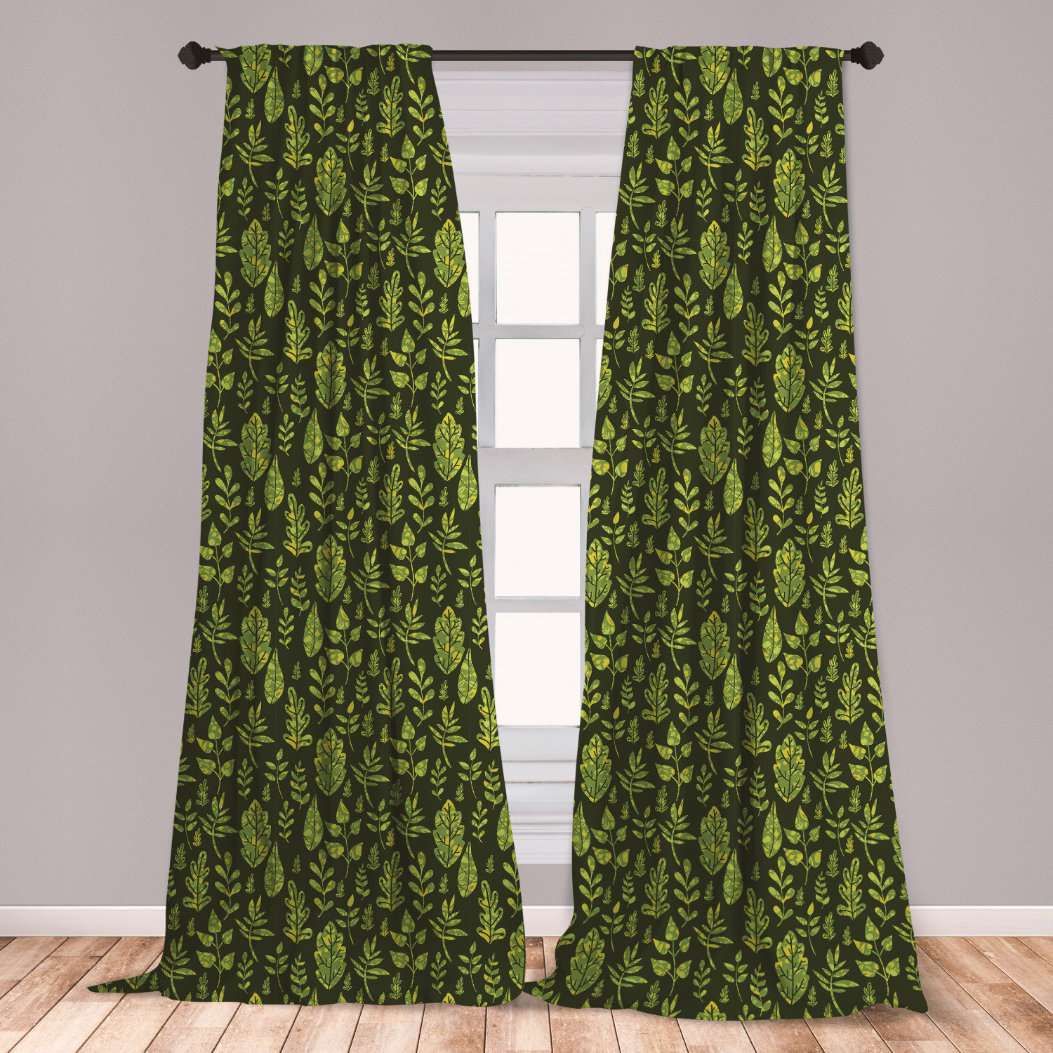 East Urban Home Ambesonne Sage 2 Panel Curtain Set Patterned