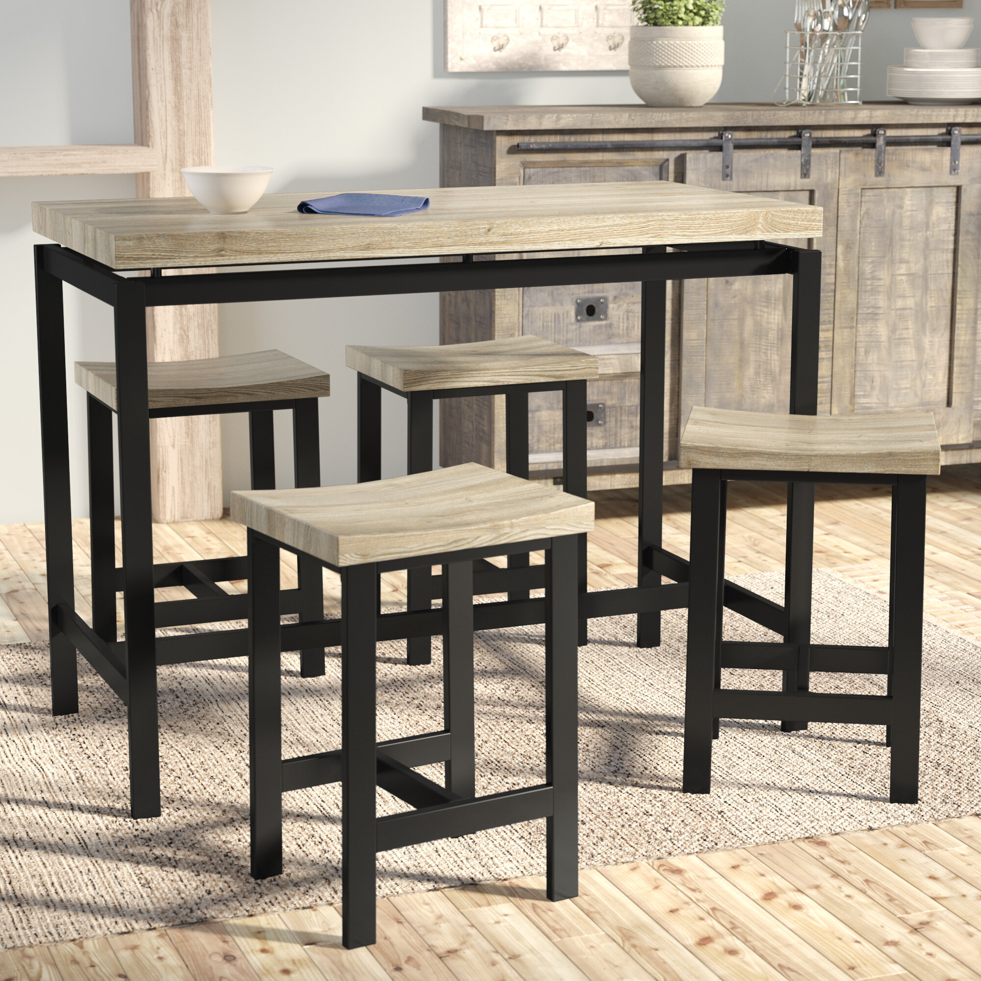 Laurel Foundry Modern Farmhouse Bourges 5 Piece Counter Height Dining Set Reviews Wayfair