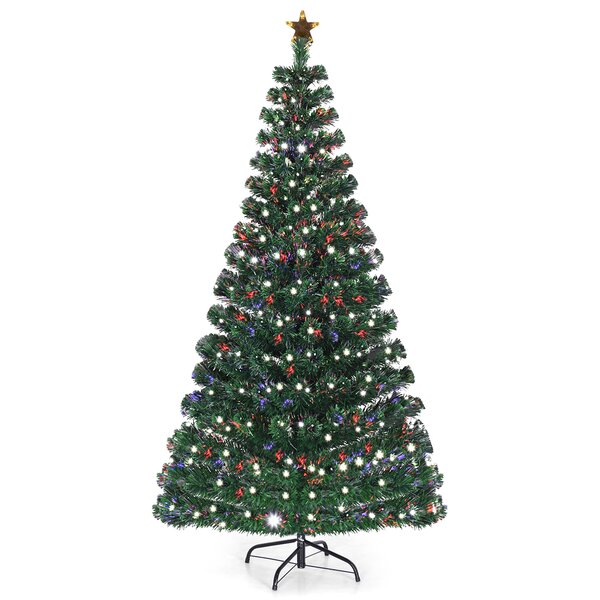 5/6/7FT Artificial Christmas Tree 300 LED Warm Light Decor Bushy Pine W/Stand 