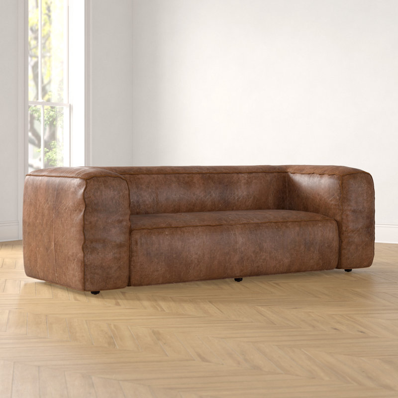 Foundstone Analise Genuine Leather Chesterfield 98 Square Arm Sofa Reviews Wayfair