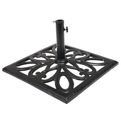 Romig Geometric 52. 6-lb Black Square Cast Iron Market Umbrella Base