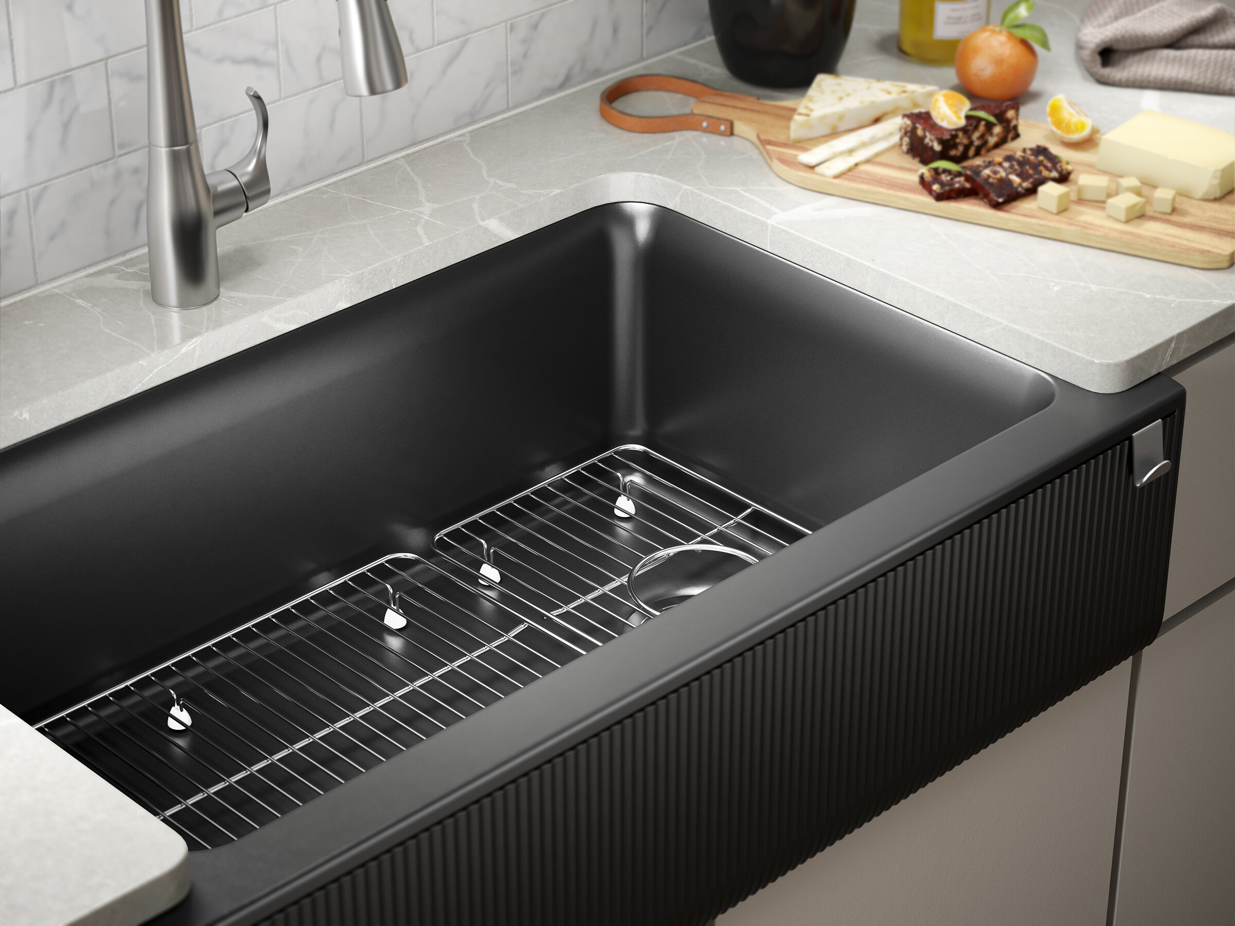 Kohler Cairn Undermount Single Bowl Farmhouse Kitchen Sink With Fluted Design Wayfair