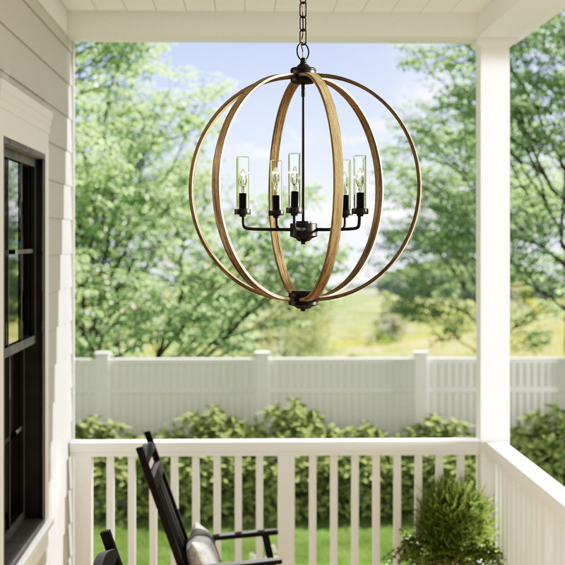 Laurel Foundry Modern Farmhouse Flavien Brown 5 Bulb 27 87 H