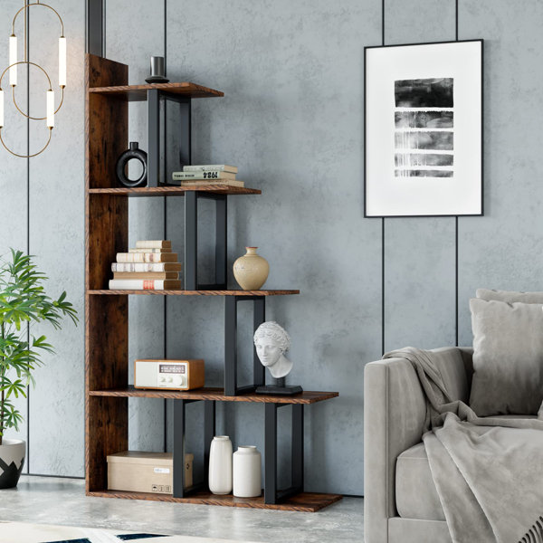 Modern 5-level Corner Rotating Bookshelf Home Office Sturdy Design Display Shelf 