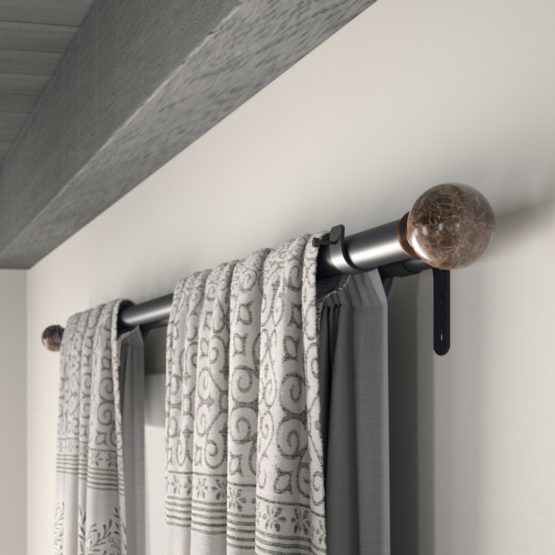 Mistana Mariana Core Marble Ball Telescoping Drapery Double Curtain Rod Reviews Wayfair