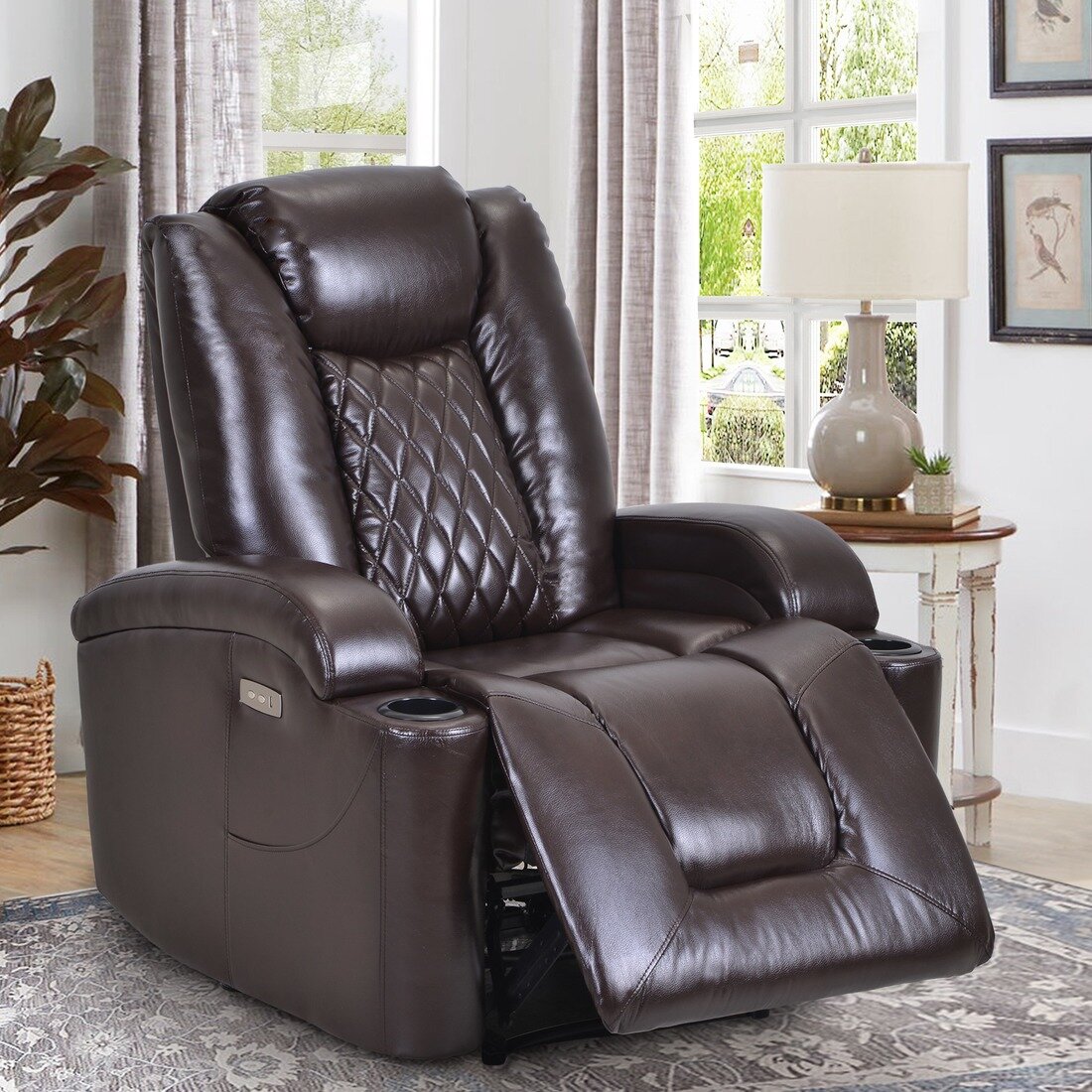 Details about   Leather Recliner Armchair Lounge Chair Velvet Reclining Cinema Studio Sofa Seat 