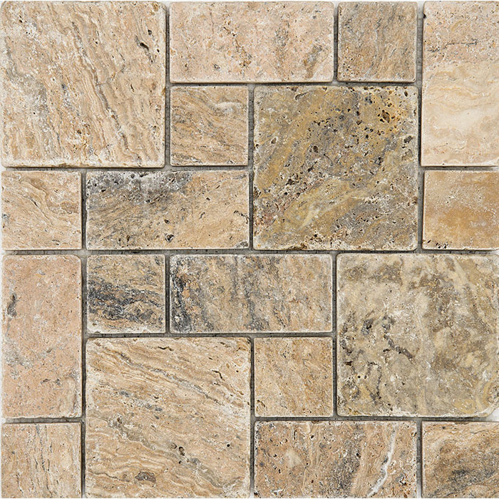 Scabos Roman Random Sized Travertine Mosaic Tile