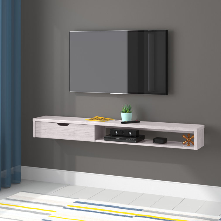 white floating shelf tv unit