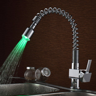 Led Light Kitchen Faucets You Ll Love Wayfair Save Sumerain International Group Pull Down Single Handle Kitchen Faucet With Led Light