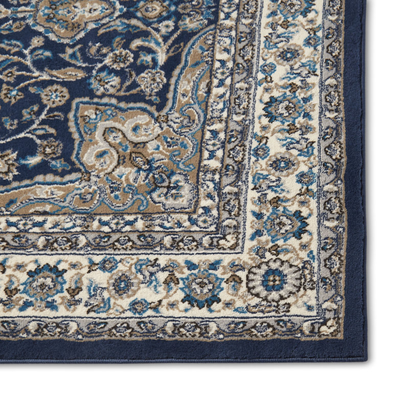 Andover Mills Mountview Oriental Navy Blue White Area Rug Reviews Wayfair