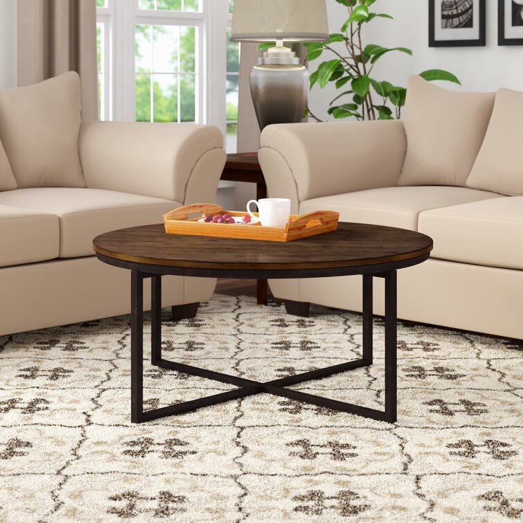 wayfair wood round coffee table