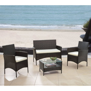Woodland Park 4 Piece Patio Deep Seating Group with Cushions