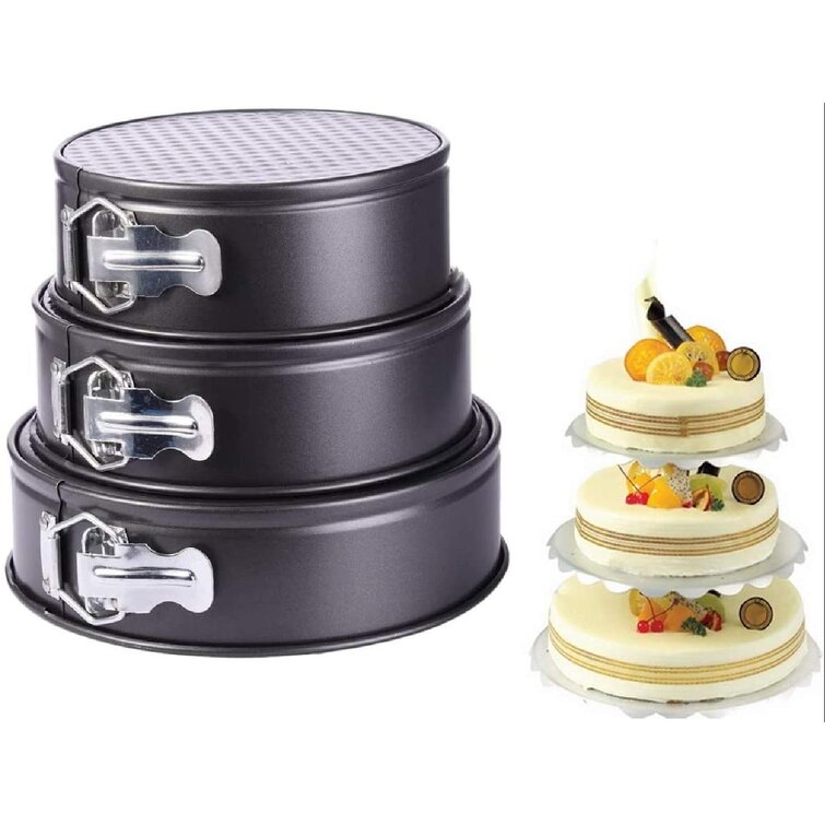 3 Round Non Stick Pan Tins Bakeware Springform Tray Birthday Baking Cake Set 