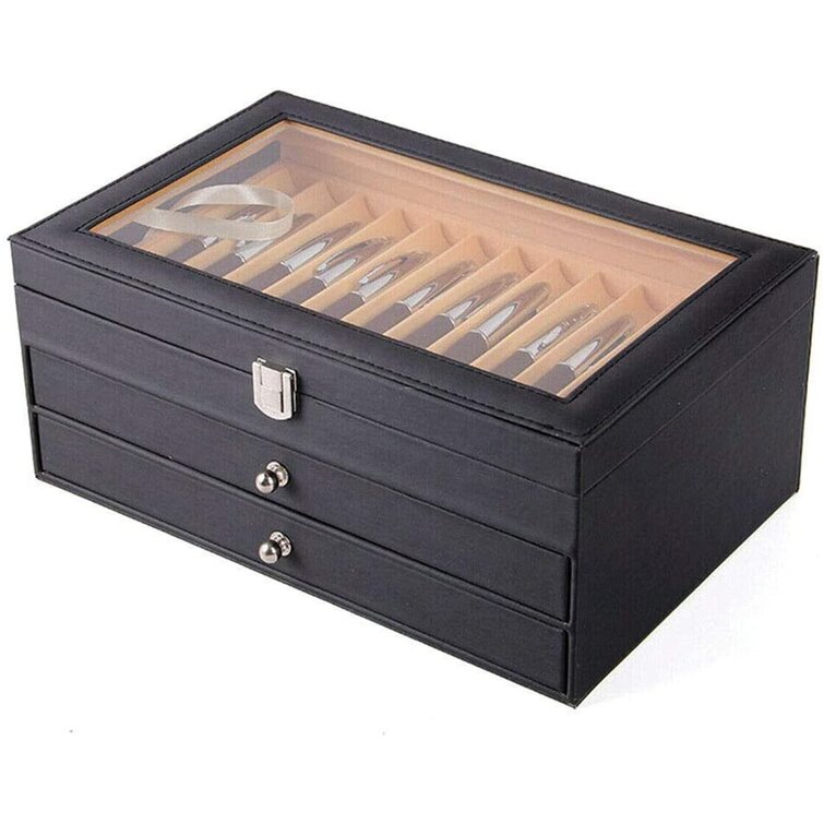 36 Slots Wood Leather Fountain Pen Display Case Holder Storage Collector Box 