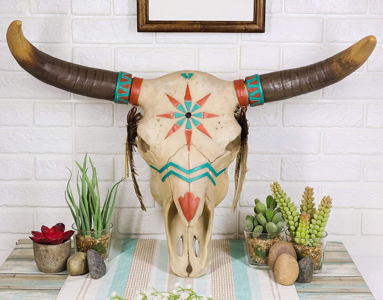 Iconic Symbol Southwestern Steer Skull Wall Sculpture Animal Totem Home Decor wh 