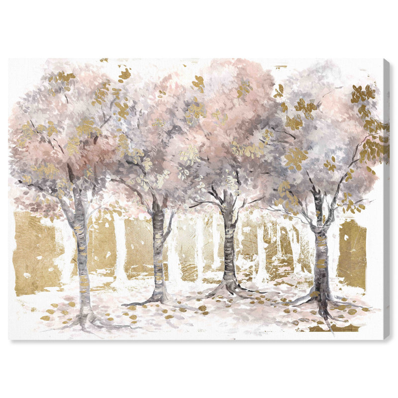 House Of Hampton Endless Gold Forest Wrapped Canvas Painting