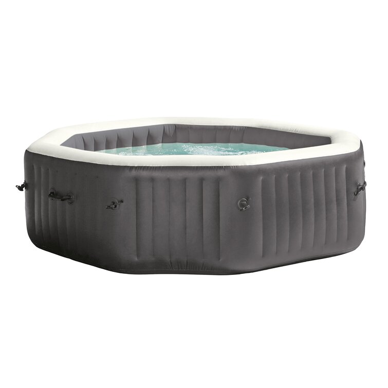 Intex 6 - Person 140 - Jet Vinyl Square Inflatable Hot Tub in Gray ...