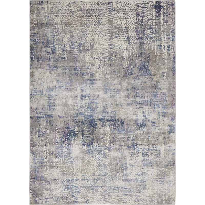 Kathy Ireland Home Royal Terrace Modern Abstract Grey Ivory Blue