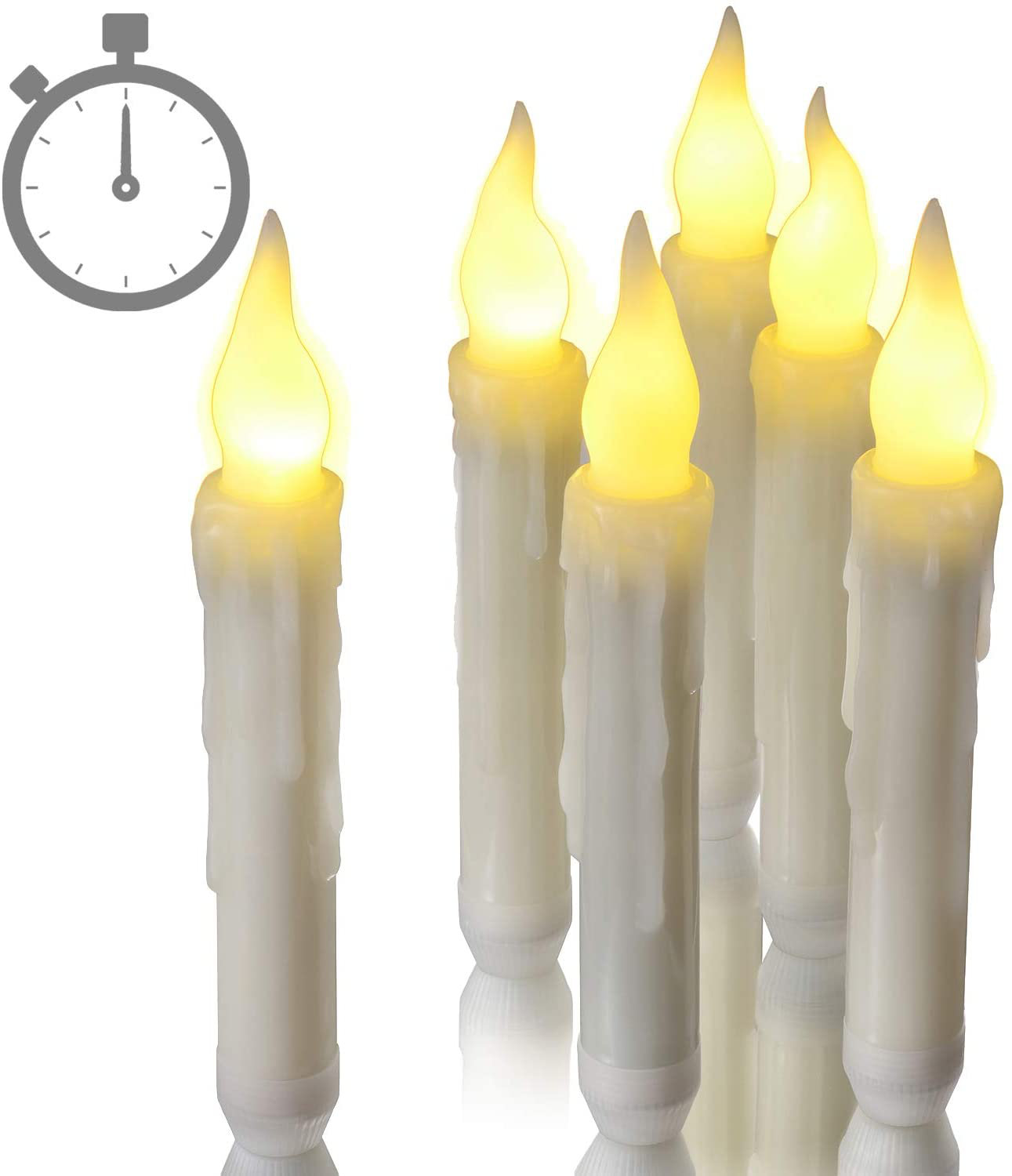 6Pcs Flameless Taper Candle Lights LED Window Candles with Remote Flickering 
