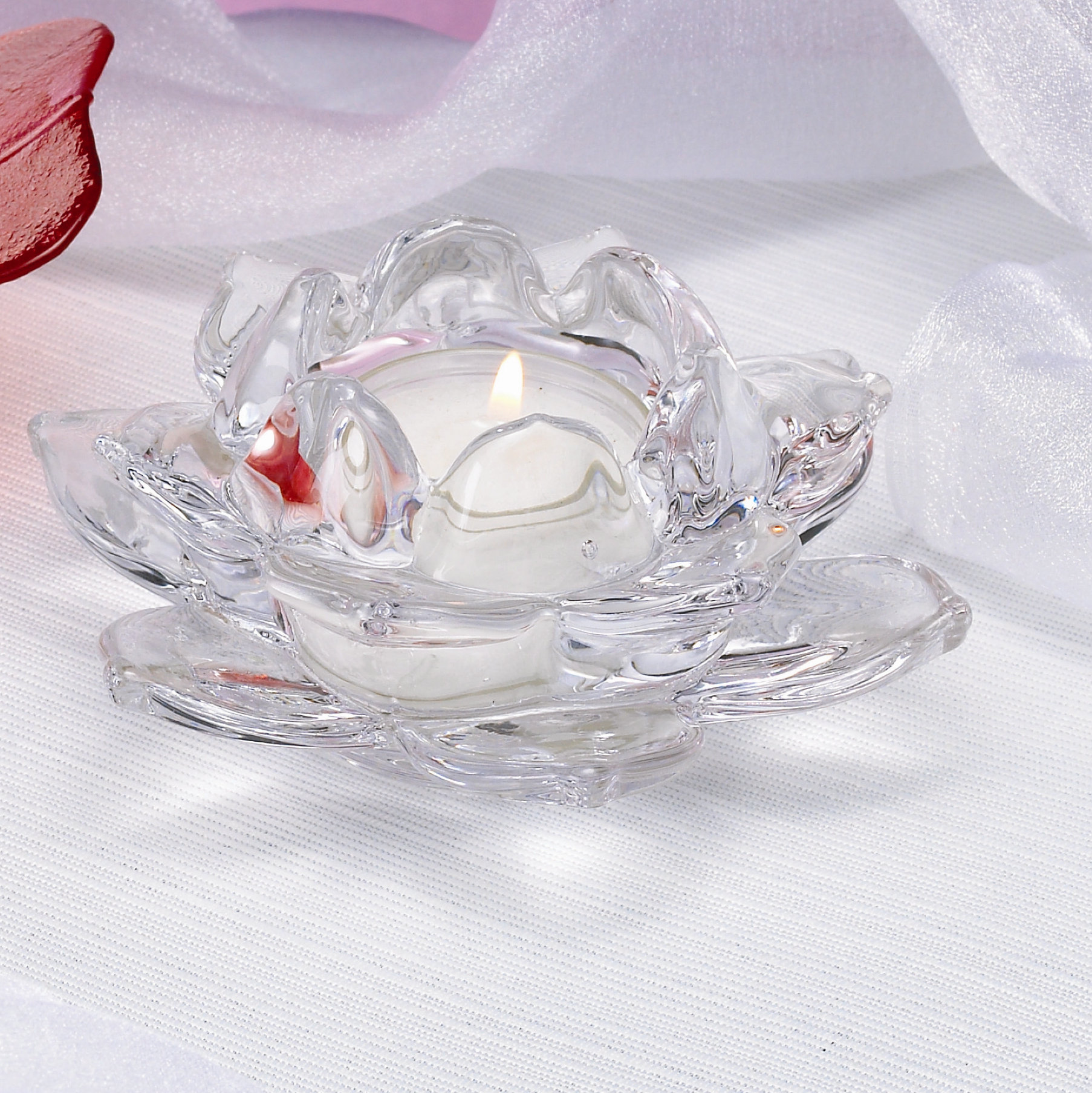 Biedermann And Sons Lotus Small Glass Tealight Holder Reviews Wayfair