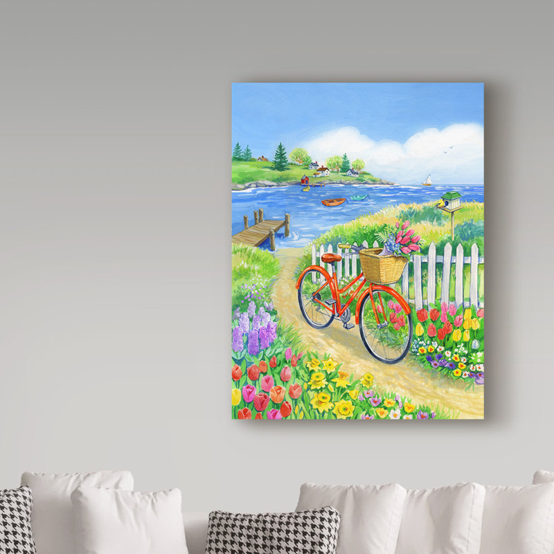 Trademark Art Bike Path In Spring Acrylic Painting Print On