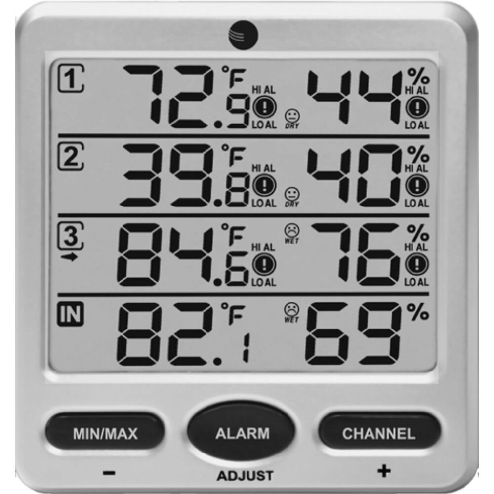 Ambient Weather WS-10-C Wireless Indoor/Outdoor 8-Channel Thermo-Hygrometer Console Only 