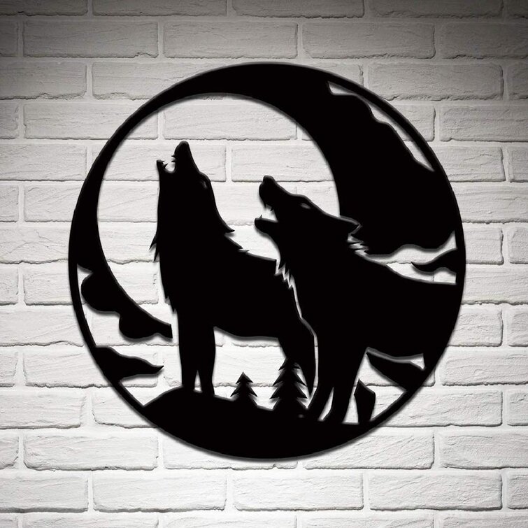 Howling Wolf Metal Art Wall Decor 